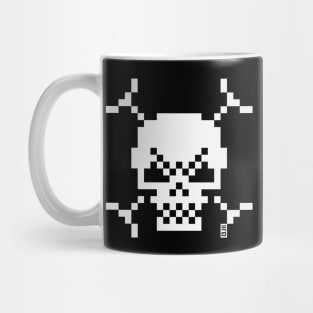 Skull And Crossbones Small (Pixel Art / Jolly Roger / White) Mug